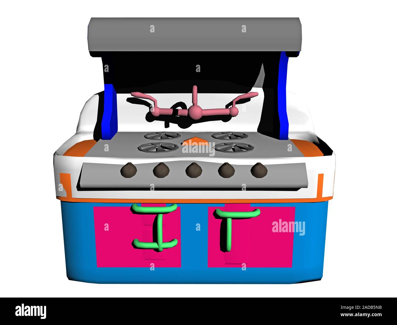Blu rosso cartoon toy stufa Foto Stock