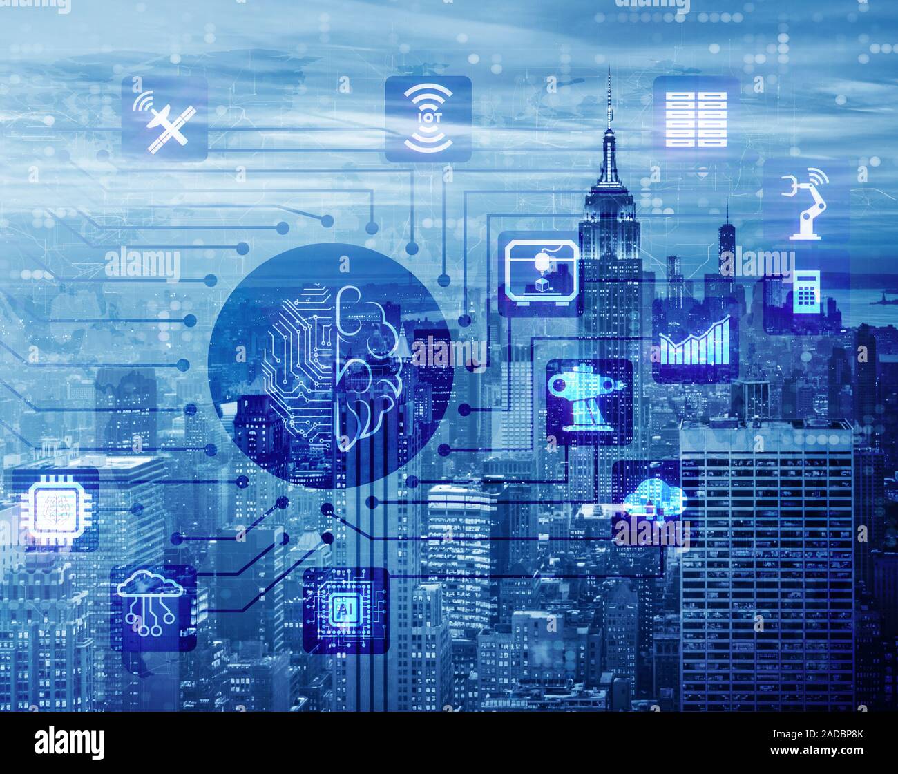 Smart city concept powered by di intelligenza artificiale Foto Stock