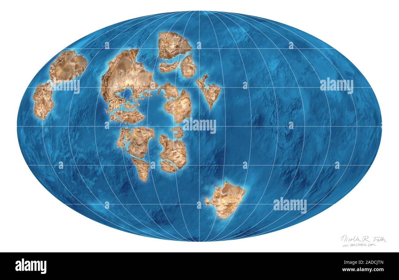 Rodinia supercontinent. Illustrazione del supercontinent Rodinia come era un miliardo di anni fa. Rodinia formata intorno a 1,1 miliardi di anni fa e br Foto Stock