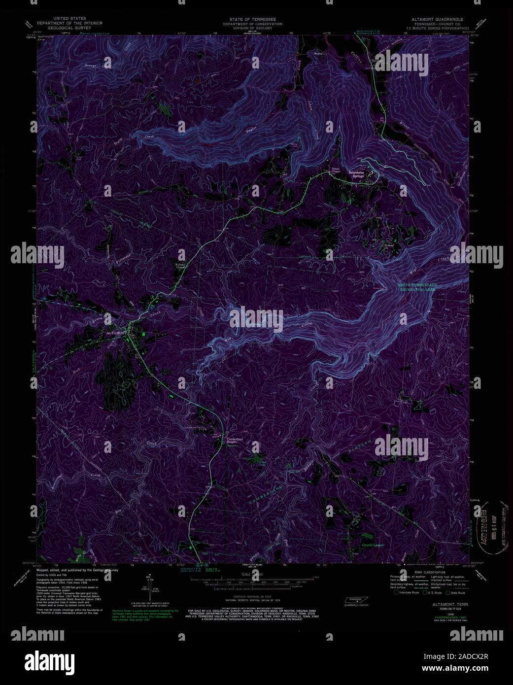USGS TOPO Map Tennessee TN Altamont 143573 1956 24000 Restauro invertito Foto Stock