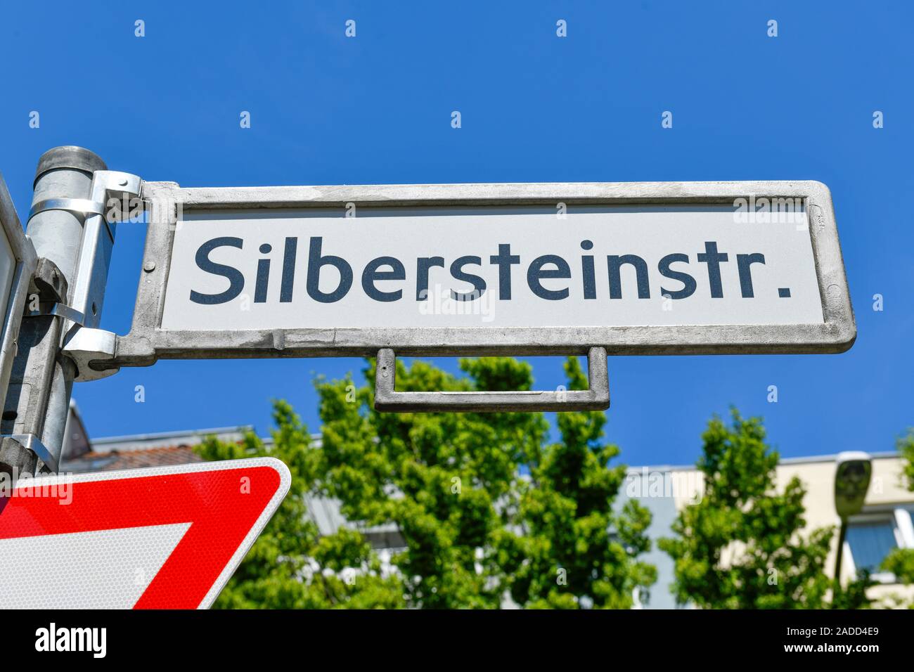 Straßenschild, Silbersteinstraße, Neukölln, Berlino, Deutschland Foto Stock