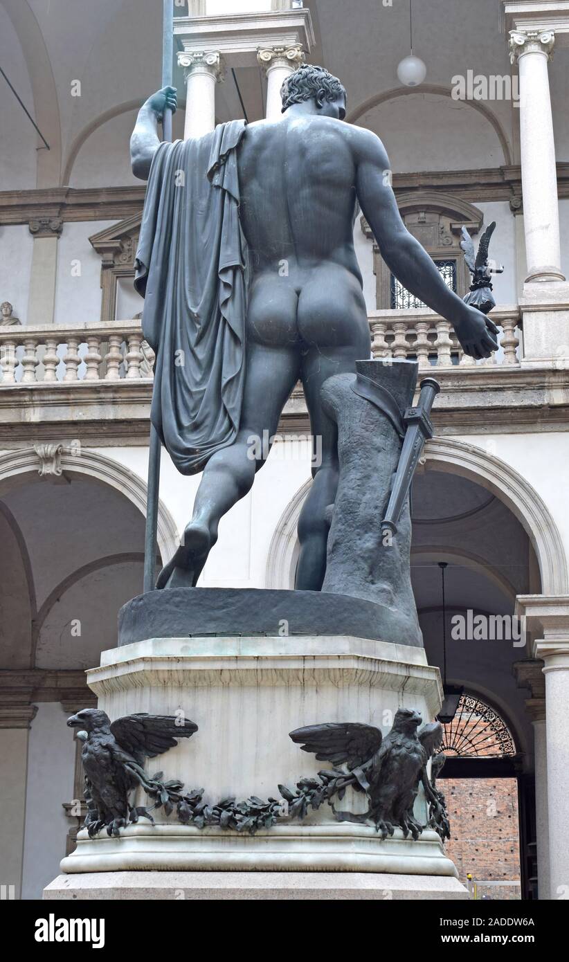 Statua di Napoleone, la Pinacoteca di Brera a Milano Italia Foto Stock