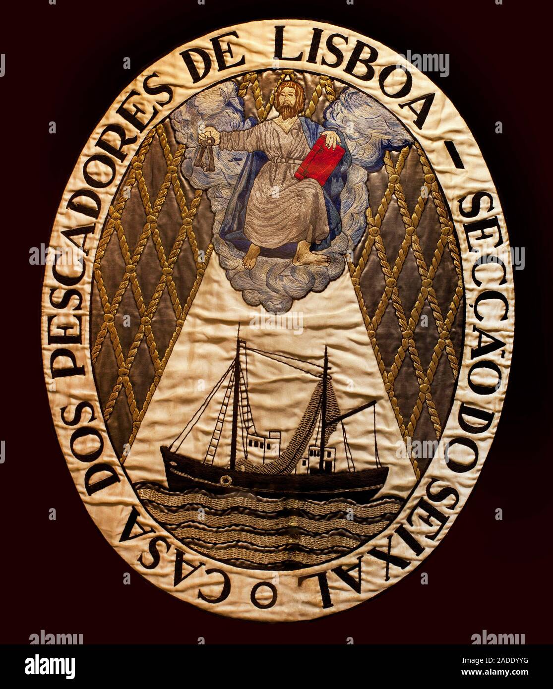 Banniere de la Maison des pecheurs de Seixal (Portogallo) - Broderie, sans data (Banner della casa di pescatori di Seixal, ricamo, senza data) - Muse Foto Stock