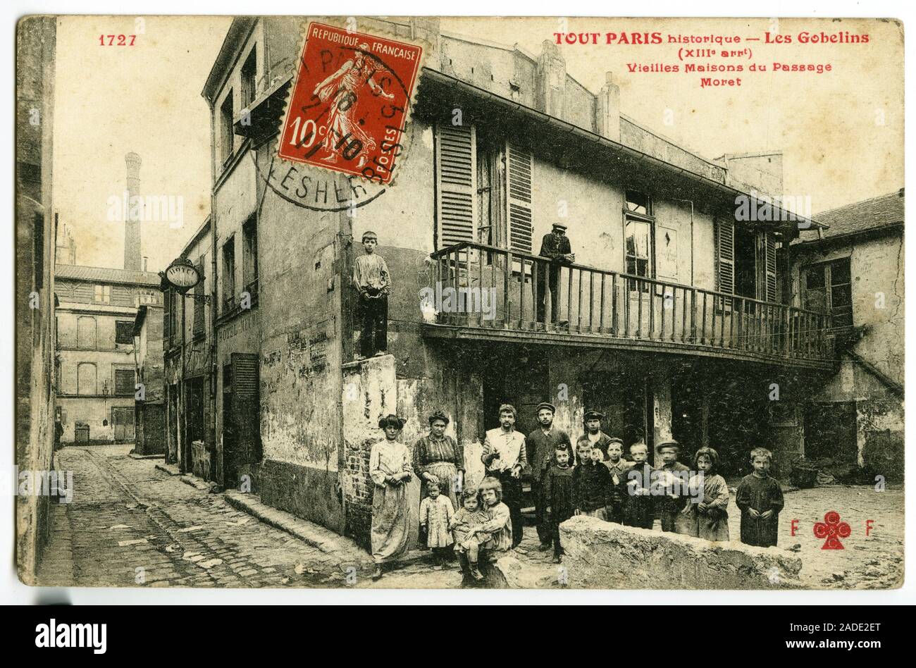 Vieilles Maisons du passaggio Moret, Parigi 13eme arrondissement. Carte postale debutto XXeme siecle. Foto Stock