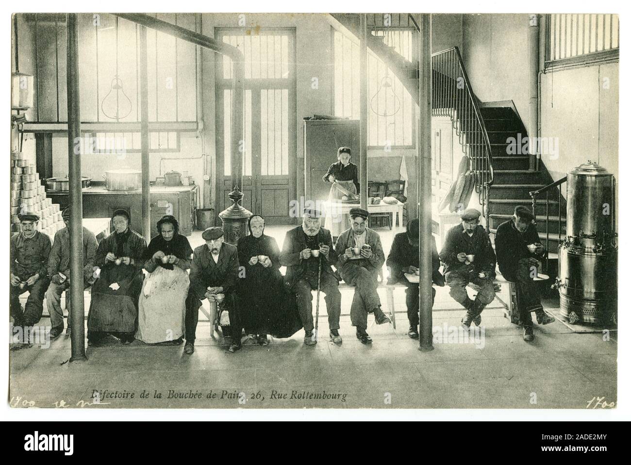 Le refectoire de la bouchee de pain, 26 rue Rottembourg, Parigi. Carte postale debutto XXeme siecle. Foto Stock