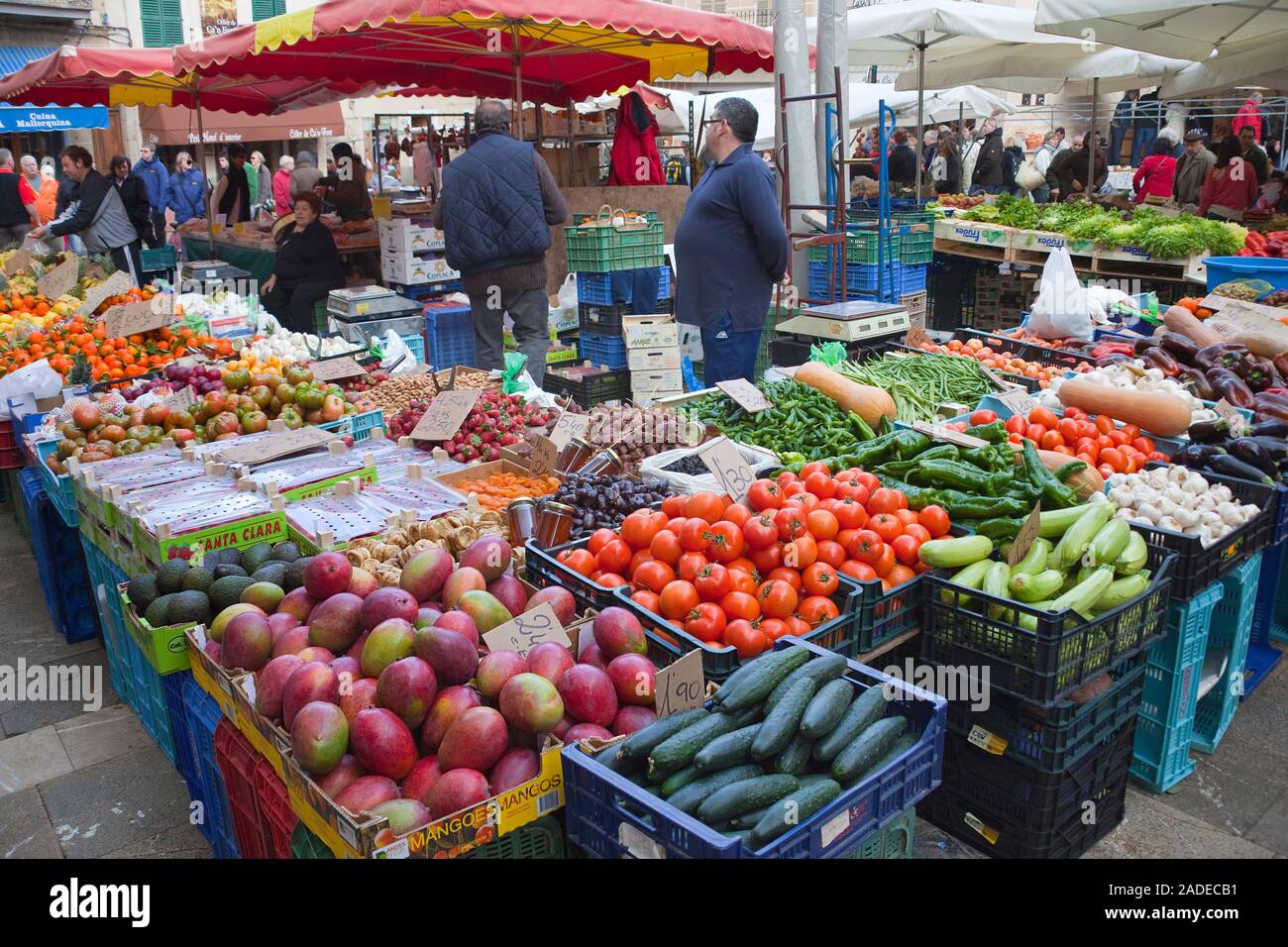 Mercato settimanale a Sineu, Maiorca, isole Baleari, Spagna Foto Stock