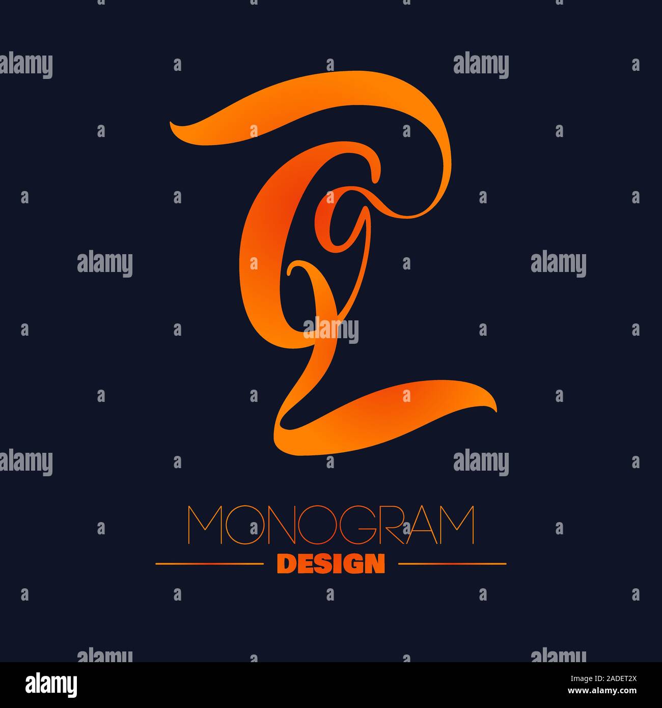 Lettera maiuscola Q calligraphy monogram design Illustrazione Vettoriale