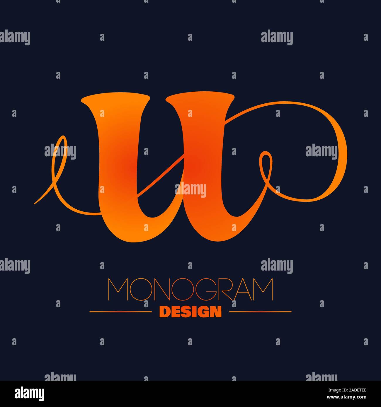 Lettera maiuscola U calligraphy monogram design Illustrazione Vettoriale