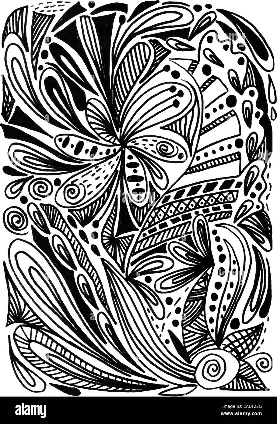 Astrazione, pennarelli dipinti psichedelici. Fantasia floreale Foto Stock