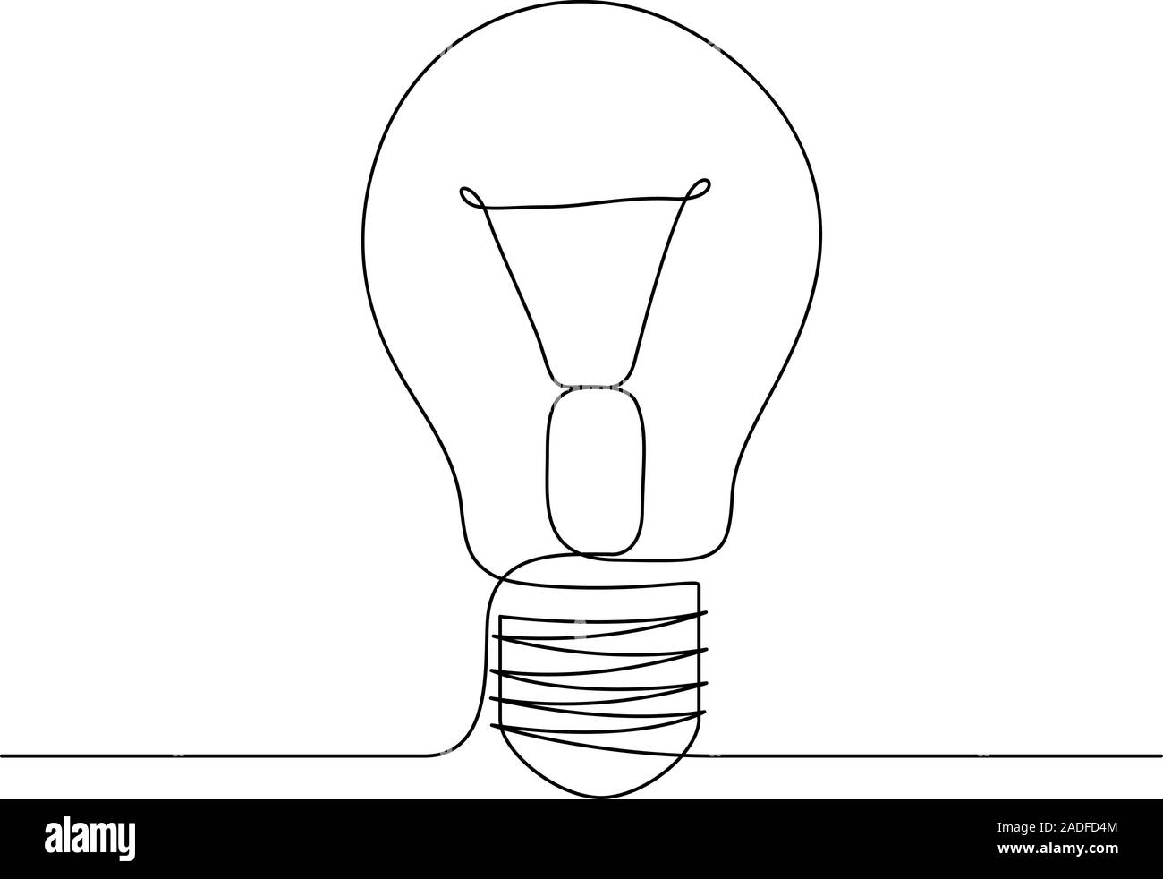 Una linea di disegno della lampadina luce di idea di simbolo. Linea continua di stile. Vettore Illustrazione Vettoriale