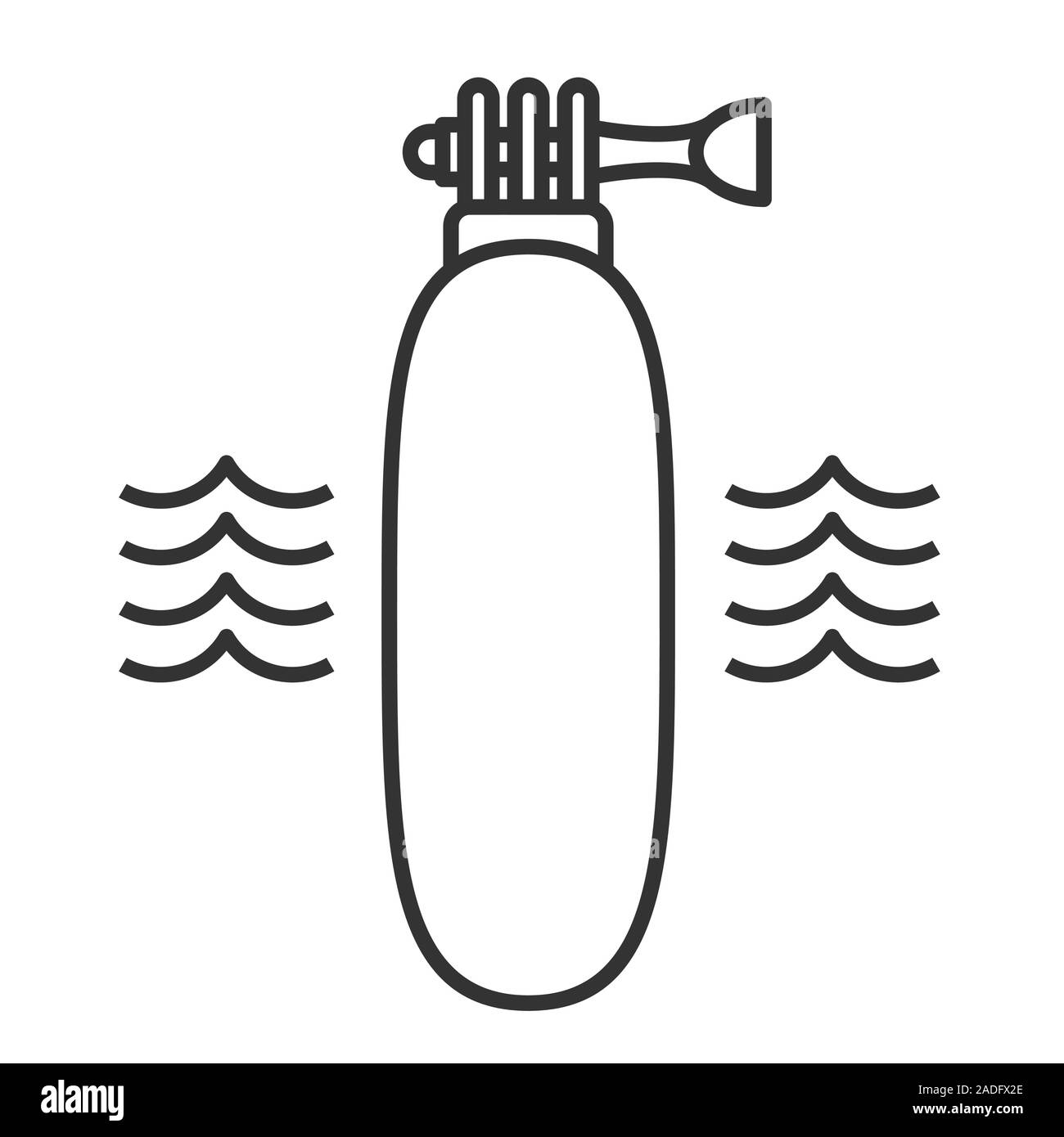Azione flottante telecamera lineare di presa e la relativa icona. Linea sottile illustrazione. Simbolo di contorno. Il vettore isolato disegno di contorno Illustrazione Vettoriale
