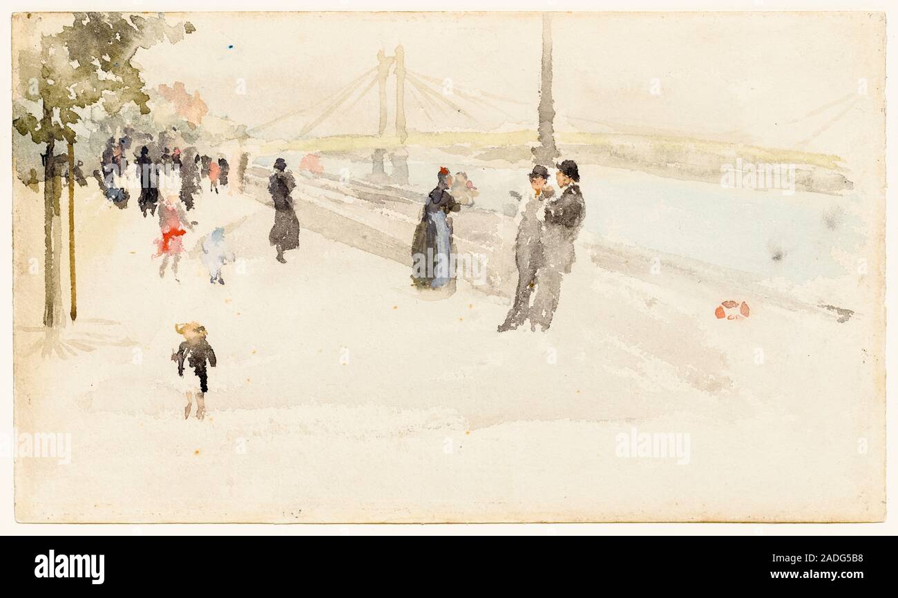 James McNeill Whistler, rosa e argento: Chelsea, il terrapieno, pittura, circa 1885 Foto Stock