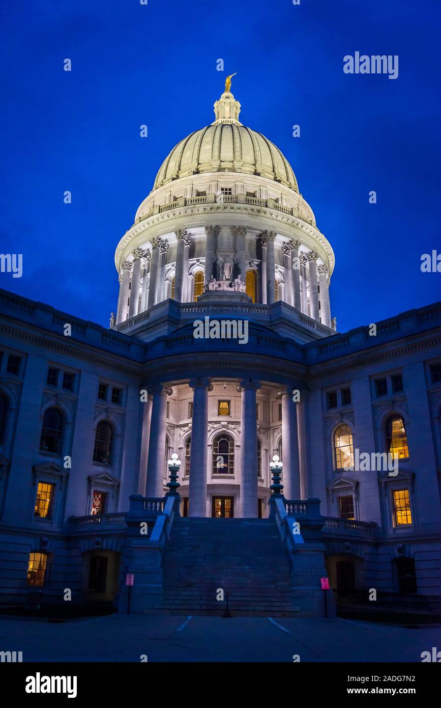 Wisconsin State Capitol, un Beaux-Arts costruzione completata nel 2017, Madison, Wisconsin, STATI UNITI D'AMERICA Foto Stock