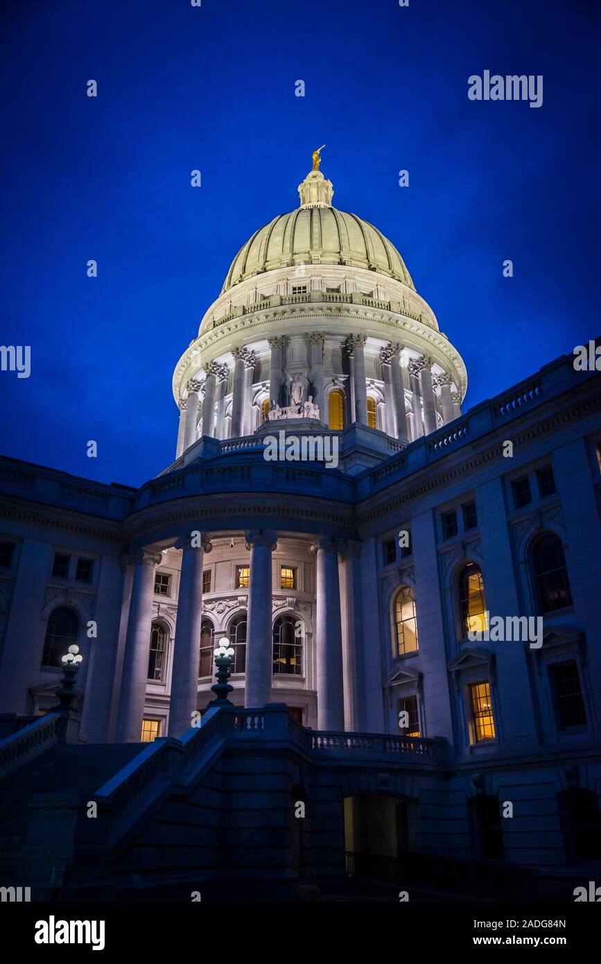 Wisconsin State Capitol, un Beaux-Arts costruzione completata nel 2017, Madison, Wisconsin, STATI UNITI D'AMERICA Foto Stock