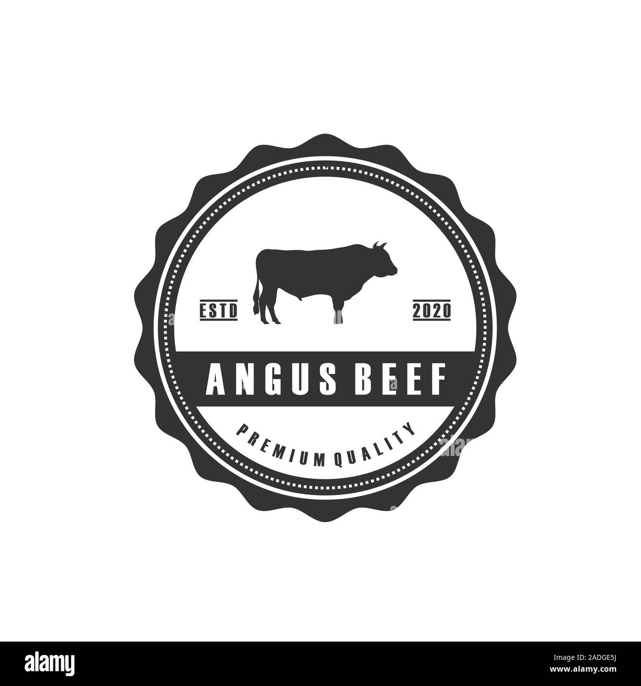 Retro Vintage bovini / Angus / Carni bovine etichetta emblema logo design vector Illustrazione Vettoriale