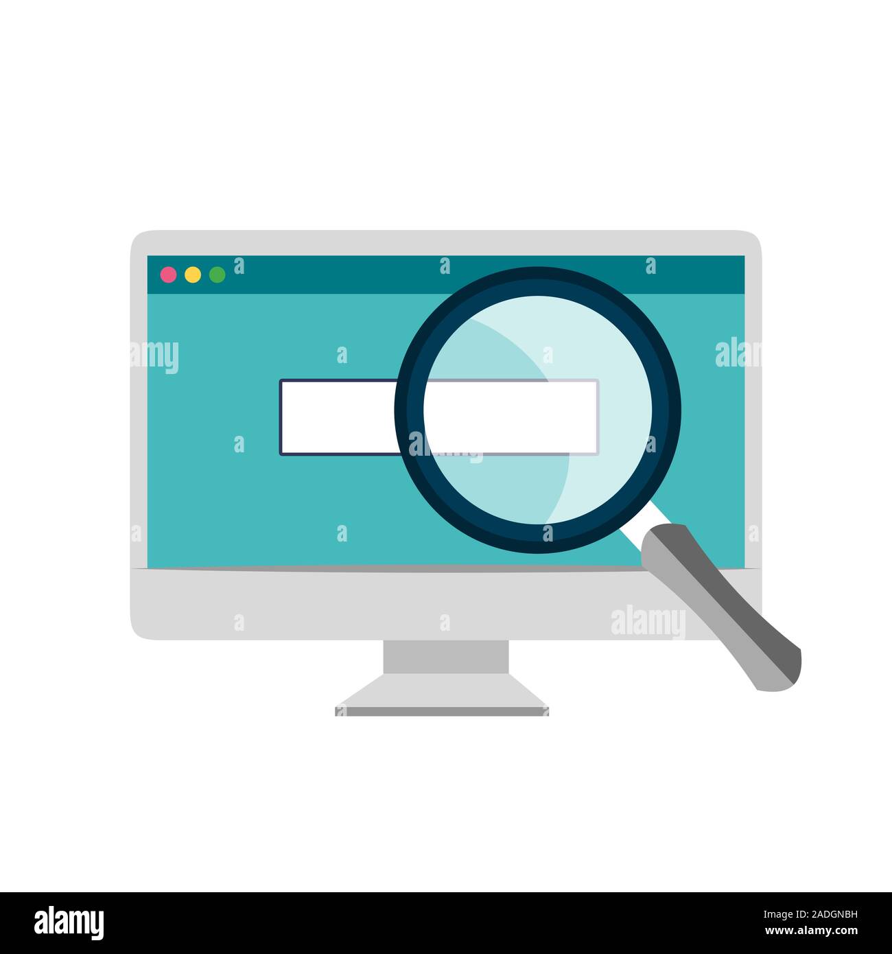 Ricerca on-line nel concetto di browser sul computer. Illustrazione Vettoriale Illustrazione Vettoriale