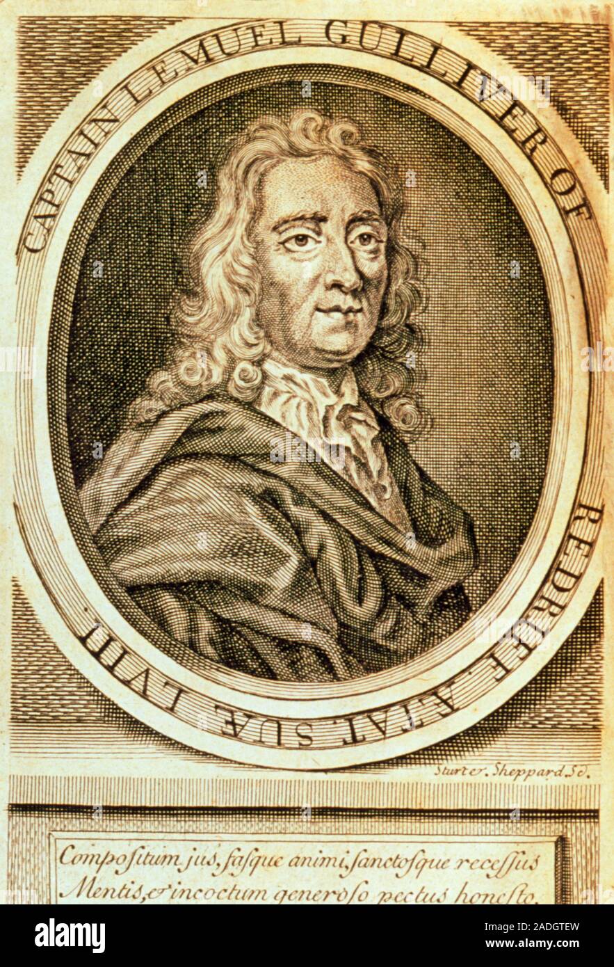 Lemuel Gulliver. Incisione di capitano Lemuel Gulliver di Redriff, un ...