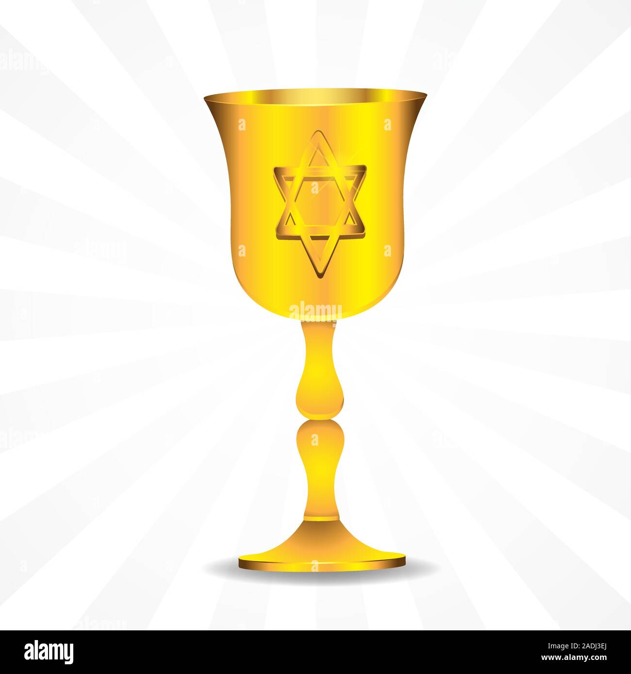 Golden bowl con la stella di Davide ebraico isolato su sfondo. Immagine vettoriale. Elemento di design. Illustrazione Vettoriale