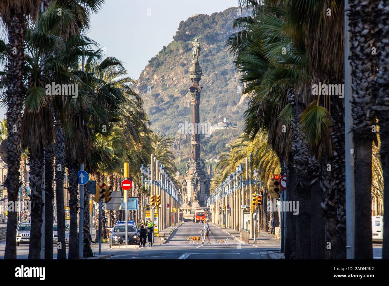 Il monumento di Colombo, Barcellona, Spagna Foto Stock