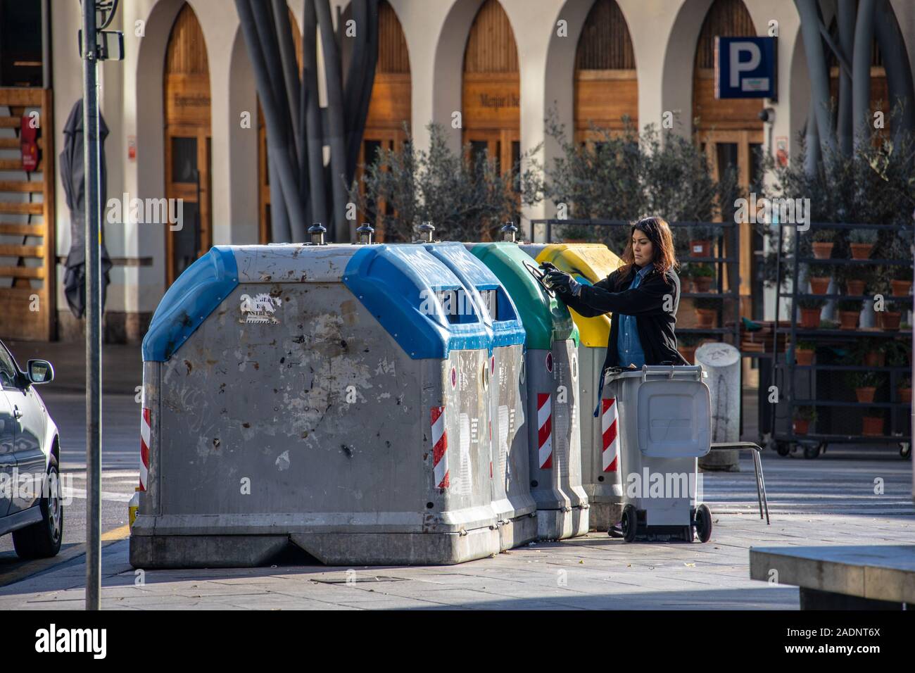 Il riciclaggio, Barcellona, Spagna Foto Stock