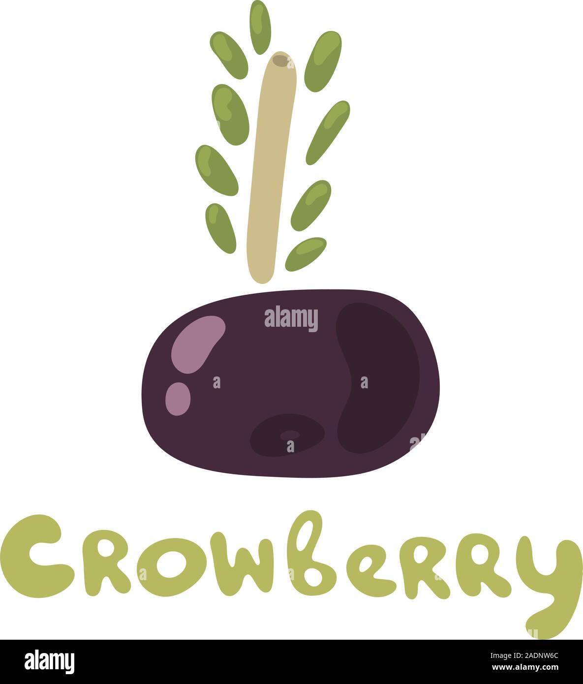 Crowberry nero bacche. Silhouette di Carino impianto. Appartamento doodle design. Foresta fresca bacca organico utilizzato per la rivista, libro, poster, la copertina del menu, web Illustrazione Vettoriale