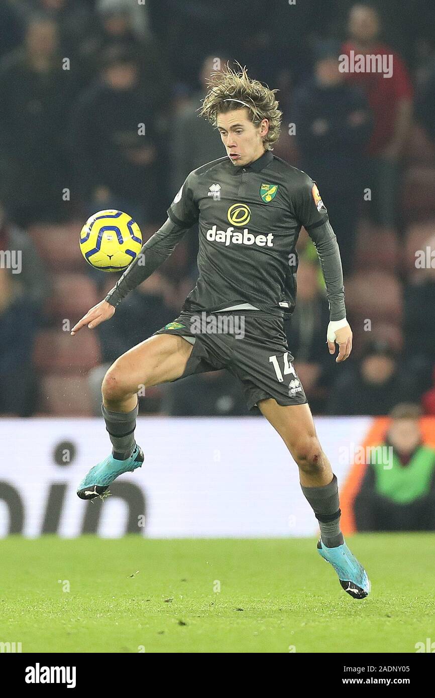 SOUTHAMPTON, Inghilterra - dicembre 4th Norwich City centrocampista Todd Cantwell durante il match di Premier League tra Southampton e Norwich City presso il St Mary's Stadium, Southampton il Mercoledì 4 dicembre 2019. (Credit: Jon Bromley | MI News) solo uso editoriale Credito: MI News & Sport /Alamy Live News Foto Stock