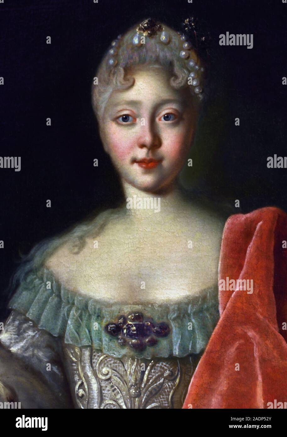 Tsarevna, Elizaveta Petrovna (futuro imperatrice Elisabetta 1720-1730 ) da Louis Caravaque (1684-1754 ) ritratto francese pittore, gioielli di russo corte imperiale, XVIII-XIX secolo, la Russia. Foto Stock