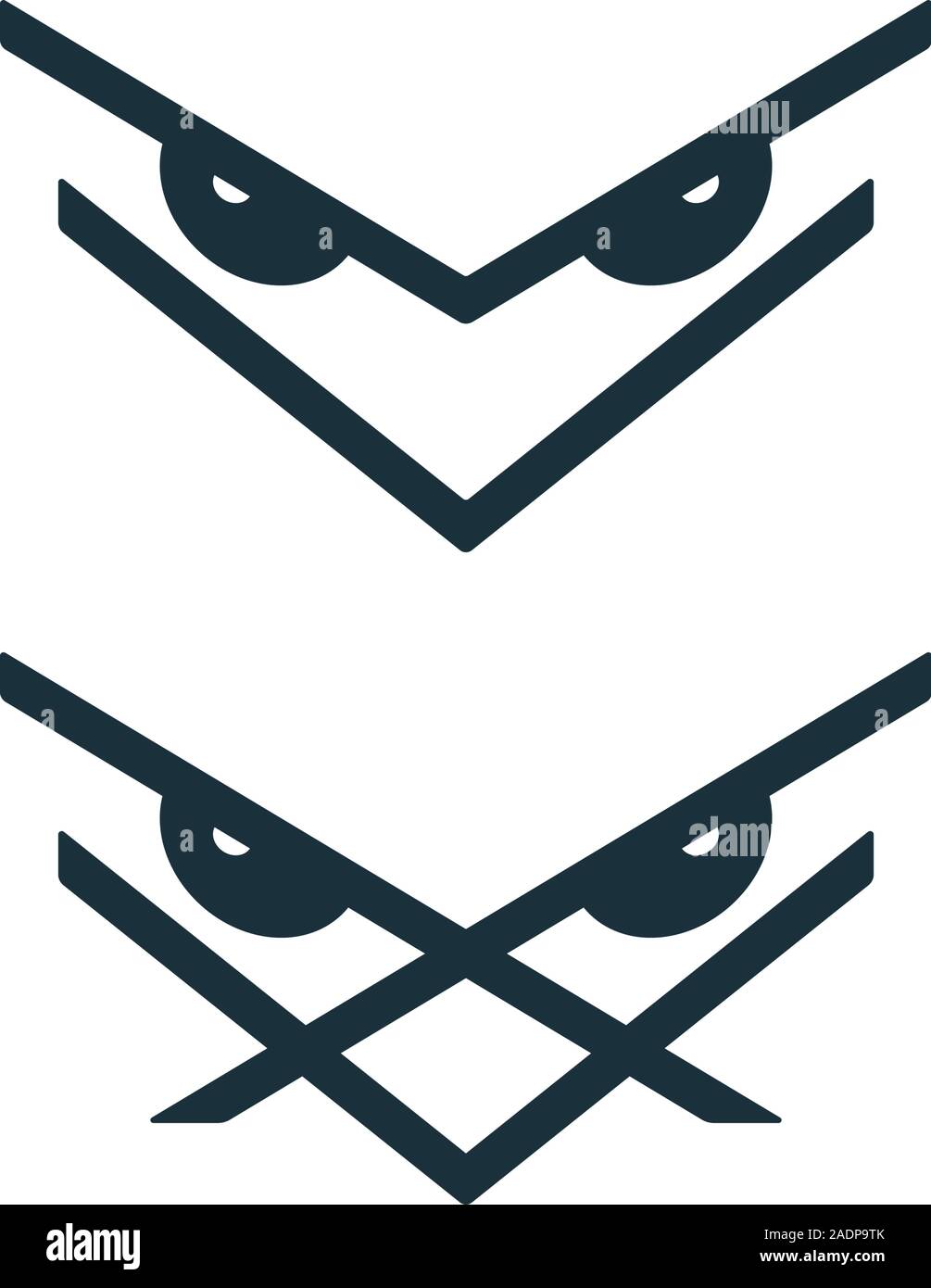 Eagle faccia su sfondo bianco. Aquila astratto icone di contorno. Illustrazione Vettoriale