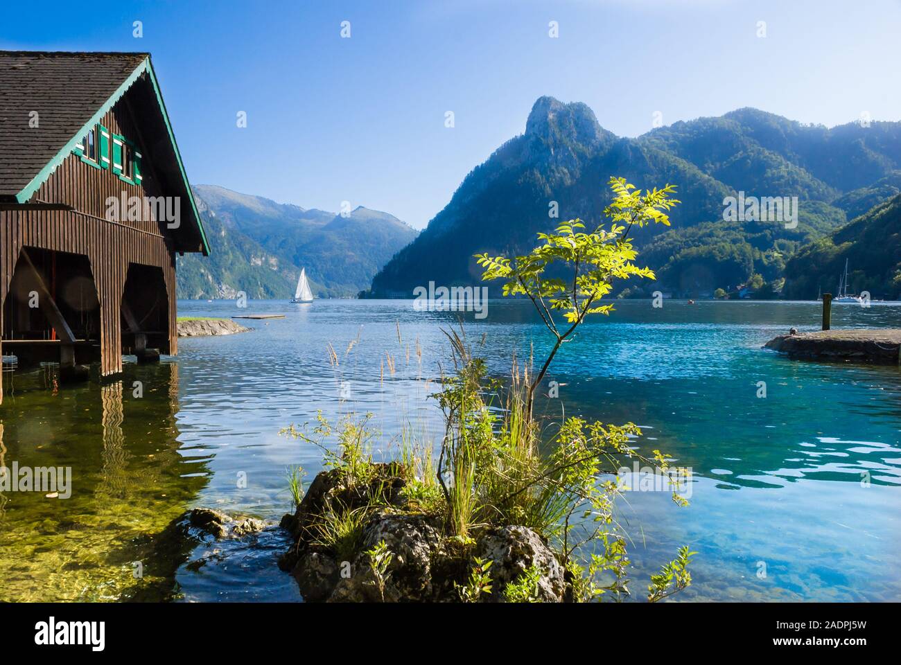 Bootshütte am Traunsee bei Gmunden nel Land Oberösterreich Austria Foto Stock