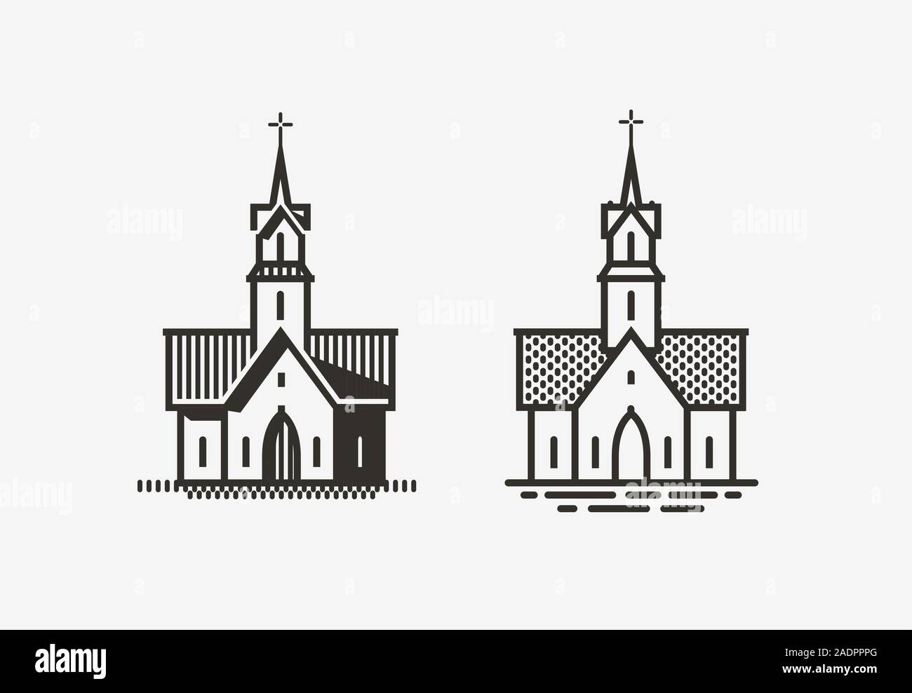 Chiesa logo o etichetta. La religione simbolo. Illustrazione Vettoriale Illustrazione Vettoriale