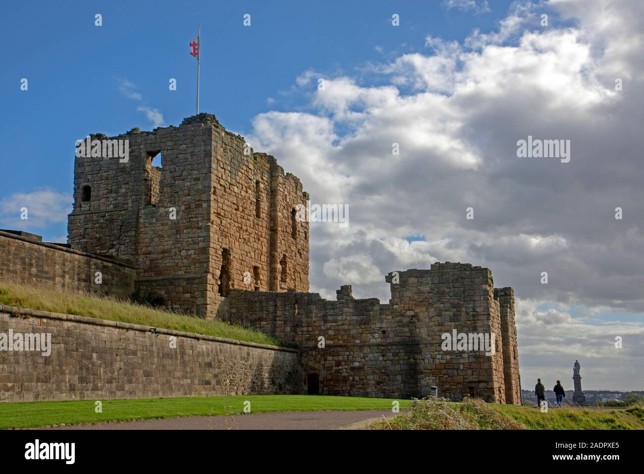 Priorato di Tynemouth e castello Foto Stock