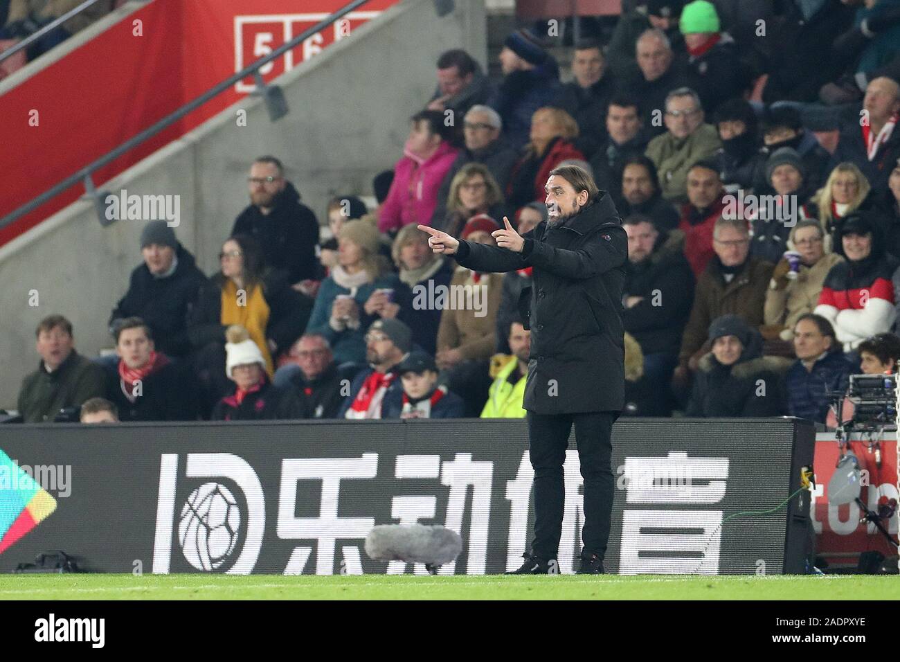 SOUTHAMPTON, Inghilterra - dicembre 4th Norwich City Head Coach Daniel Farke durante il match di Premier League tra Southampton e Norwich City presso il St Mary's Stadium, Southampton il Mercoledì 4 dicembre 2019. (Credit: Jon Bromley | MI News) solo uso editoriale Credito: MI News & Sport /Alamy Live News Foto Stock