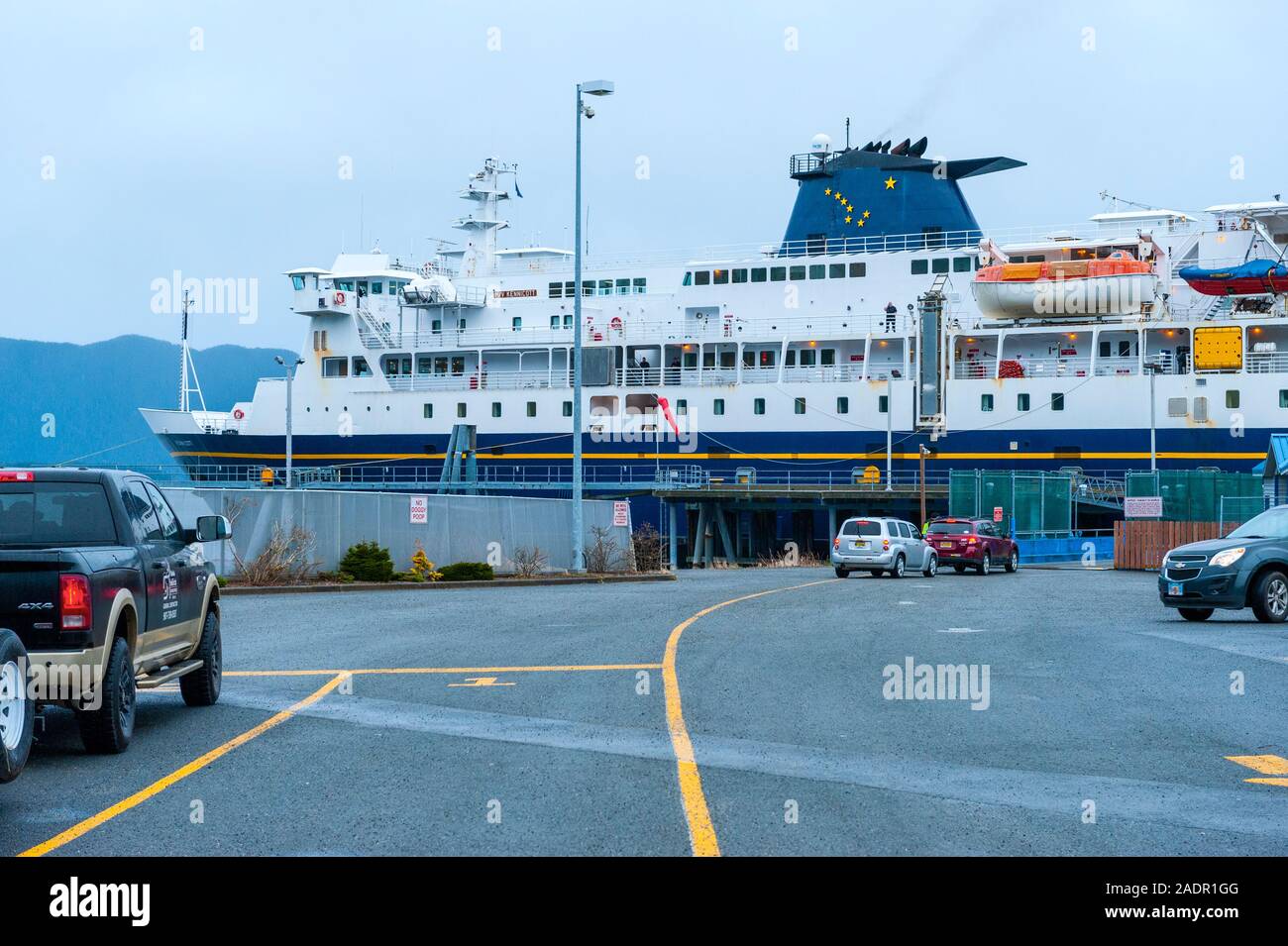 La M/V Kennicott ancorata al Sitka terminale. Sitka, Alaska, Stati Uniti d'America. Foto Stock