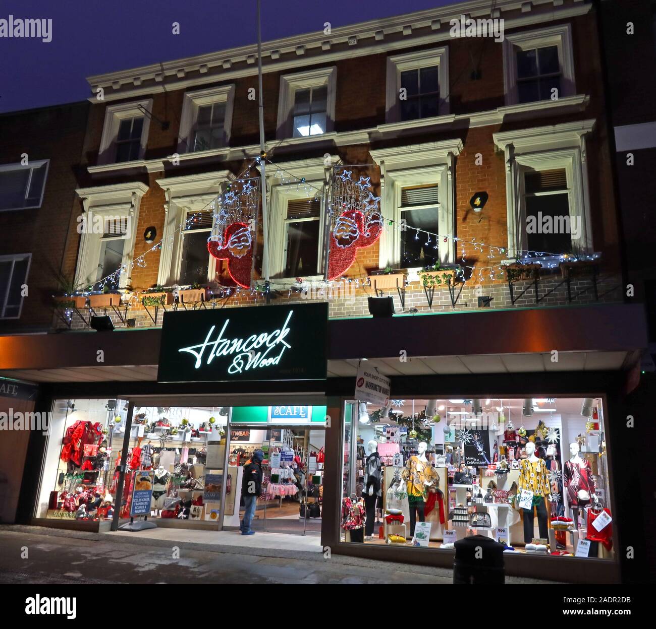 Hancock e Wood grandi magazzini, Bridge Street, Warrington, dicembre, Natale, Natale, Cheshire, Inghilterra Foto Stock