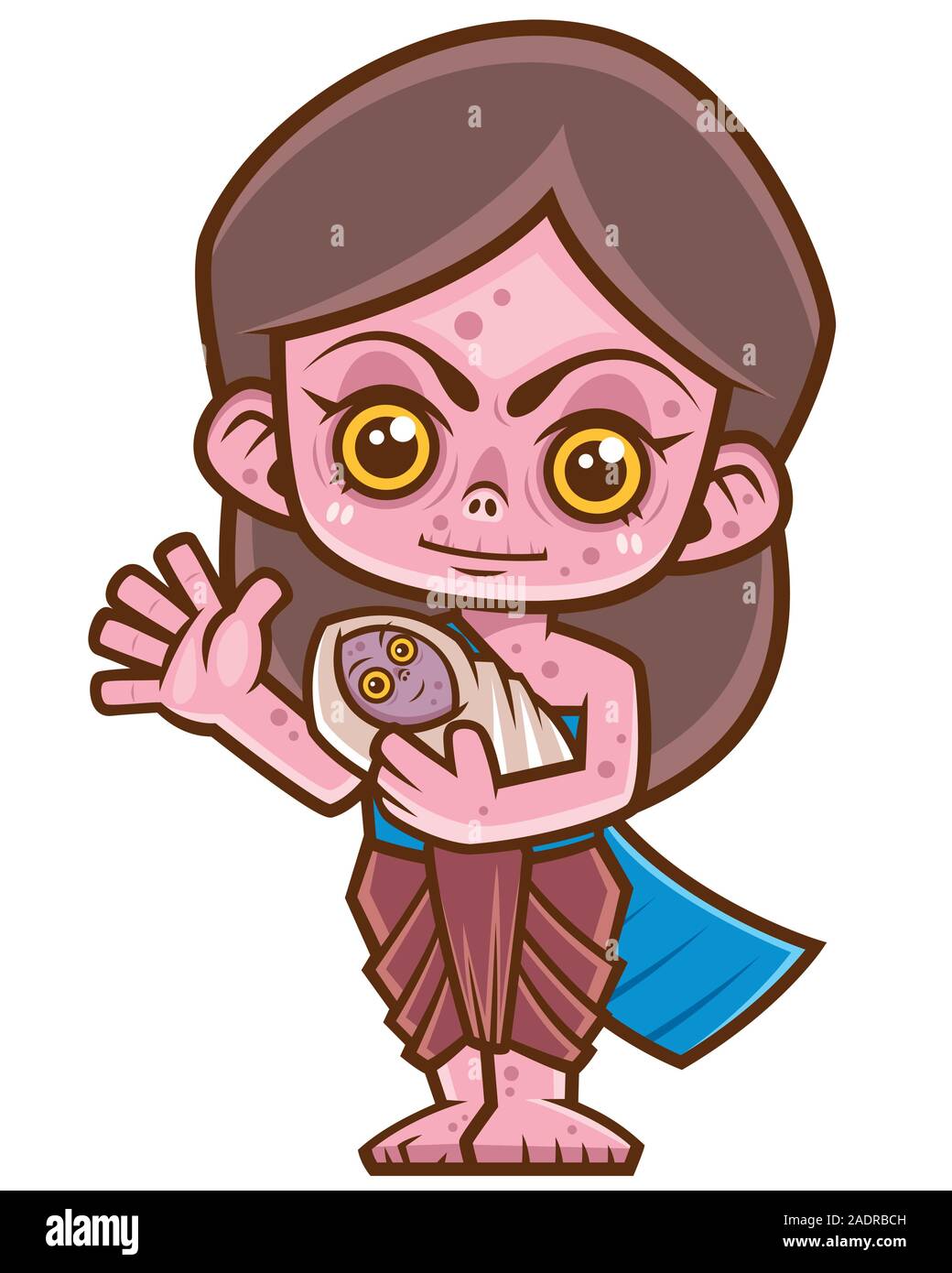 Illustrazione Vettoriale di Cartoon femmina fantasma Thai, Mae Nak Illustrazione Vettoriale