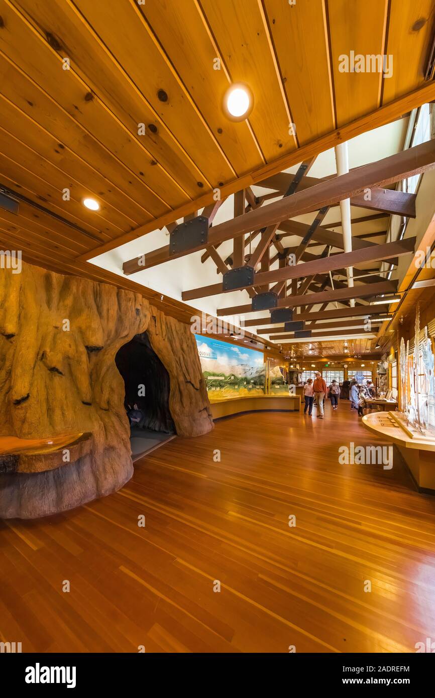 Giant Forest Museum espone circa gli incendi e di ecologia forestale nel Parco Nazionale di Sequoia, California, Stati Uniti d'America [Nessun modello di rilascio; disponibile per editoriale licen Foto Stock