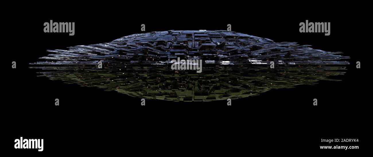 UFO, i visitatori extraterrestri con astronave aliena Foto Stock