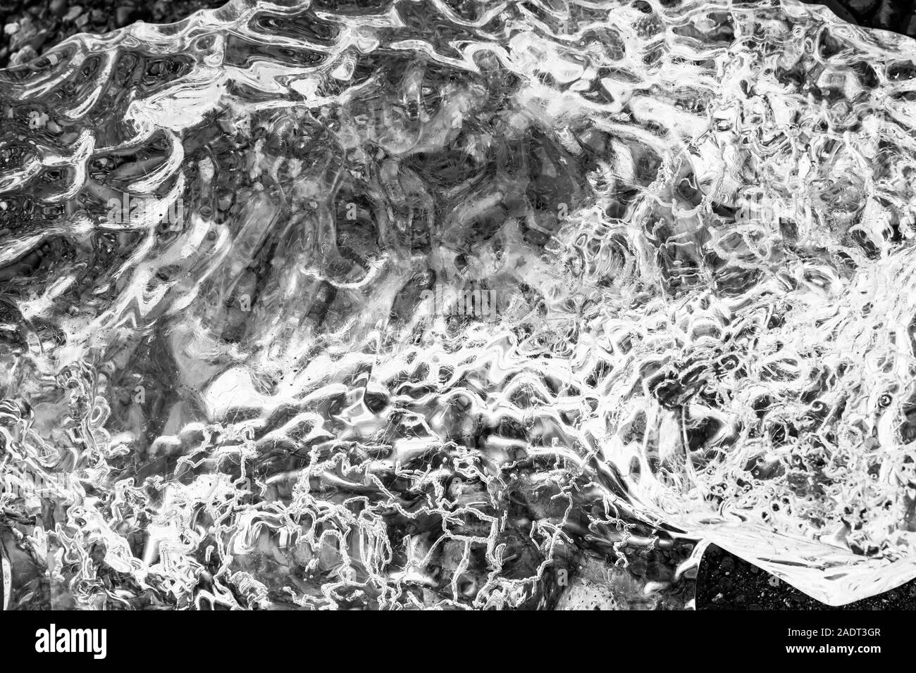 Ghiaccio modelli astratti sfondo spiaggia di Diamante Jokulsarlon ghiacciaio Vatnajokull Lagoon Parco Nazionale di Islanda. Il ghiaccio dal ghiacciaio Breioamkurjokull Foto Stock