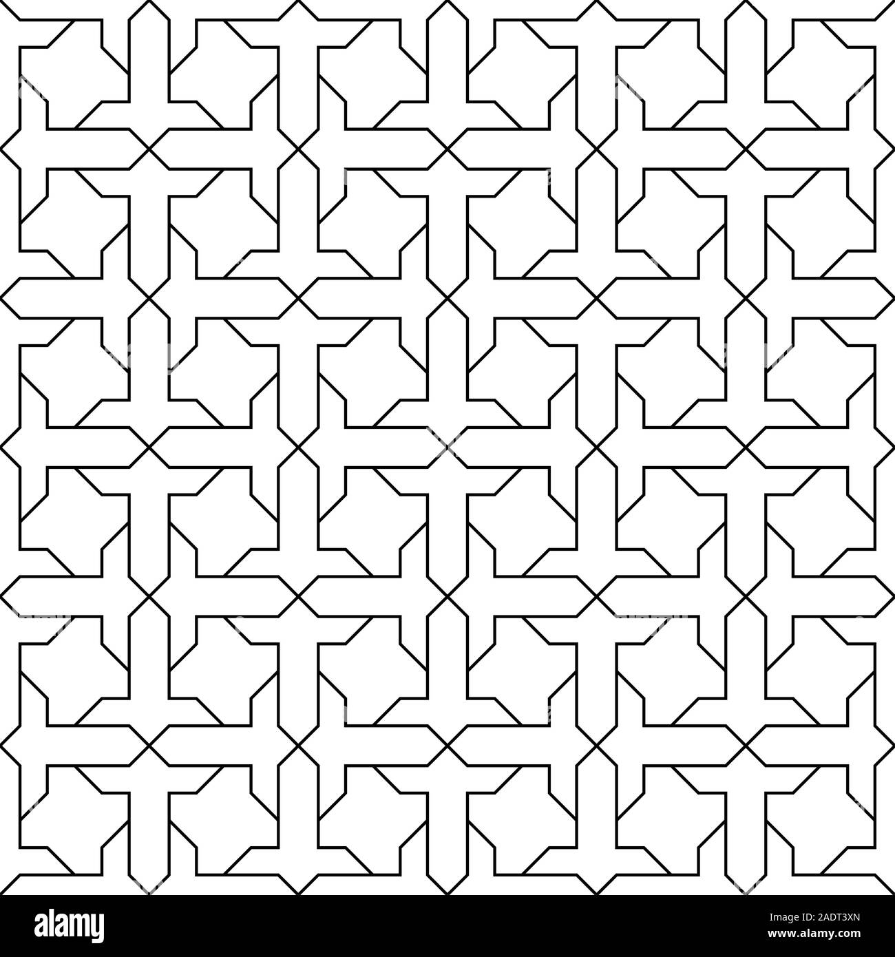 Perfetta decorazione geometrica basata sul tradizionale arte araba Musulmani.a mosaico in bianco e nero.le linee di grande design per tessuto tessile,,coperchio,la carta di avvolgimento, Illustrazione Vettoriale
