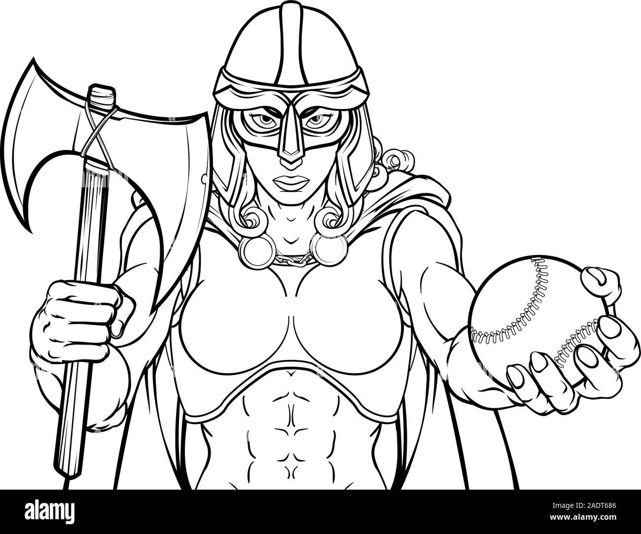 Viking Trojan Celtic cavaliere guerriero di Baseball Donna Illustrazione Vettoriale