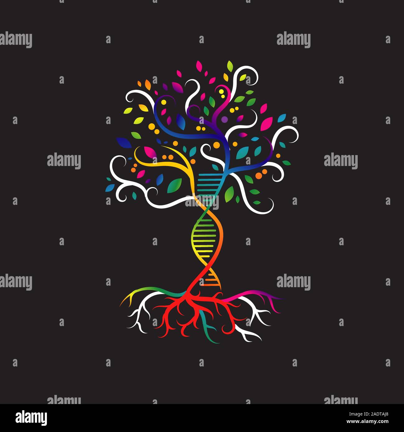 Helix DNA tree logo design icona vettore. semplice segno la natura del filamento di DNA icona Illustrazione Vettoriale