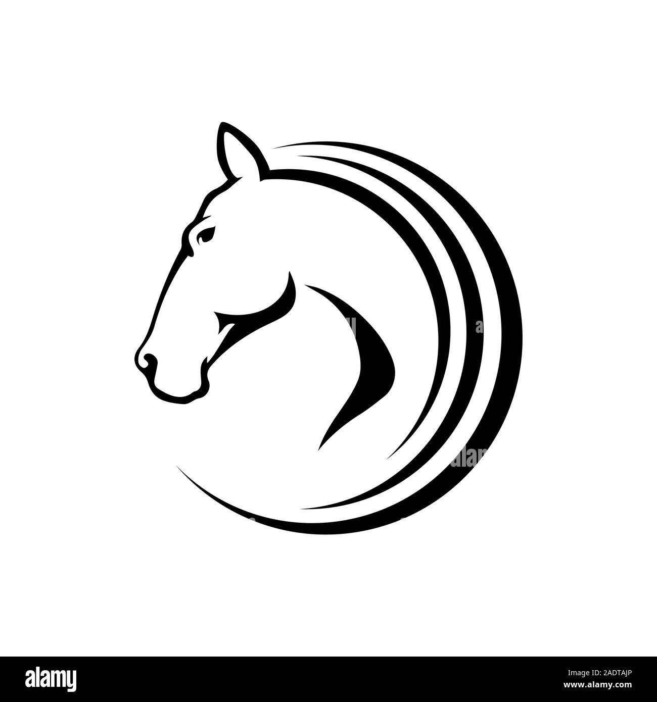 Stallone nero testa di cavallo logo simbolo del vettore. la silhoutte di cavallo nero illustration design Illustrazione Vettoriale
