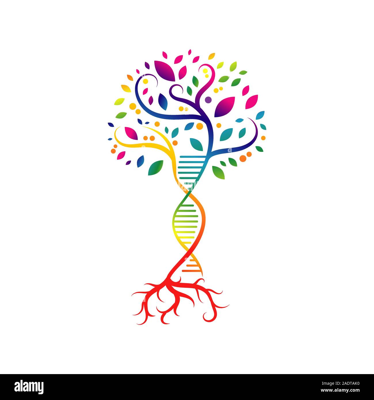 Helix DNA tree logo design icona vettore. semplice segno la natura del filamento di DNA icona Illustrazione Vettoriale