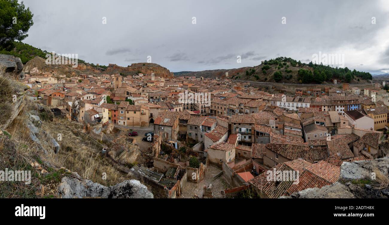 Ampio panorama delle antiche città di a Daroca Foto Stock