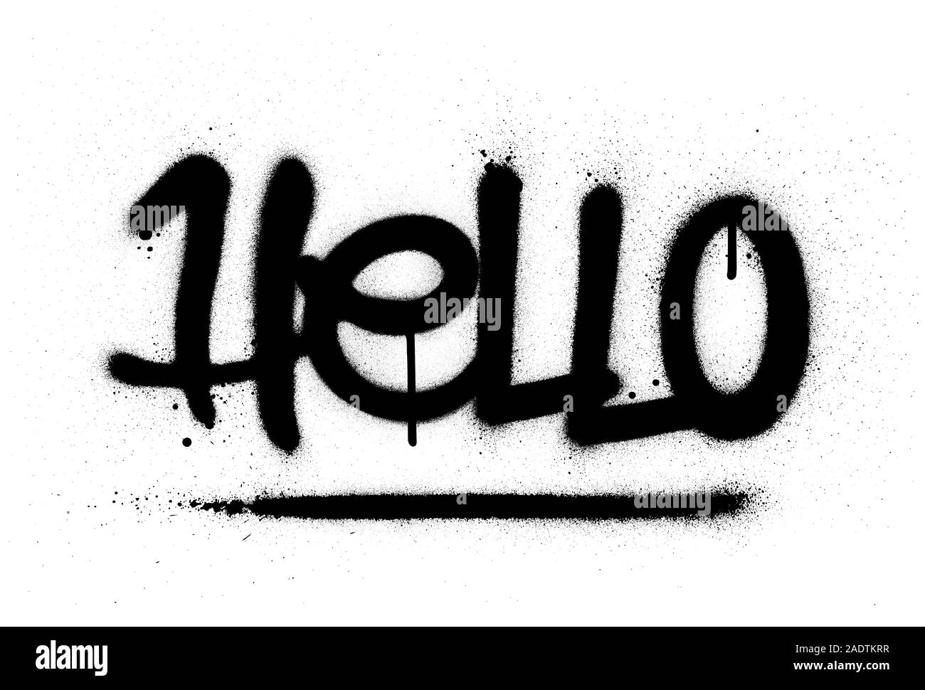 Graffiti hello word spruzzato in nero su bianco Illustrazione Vettoriale