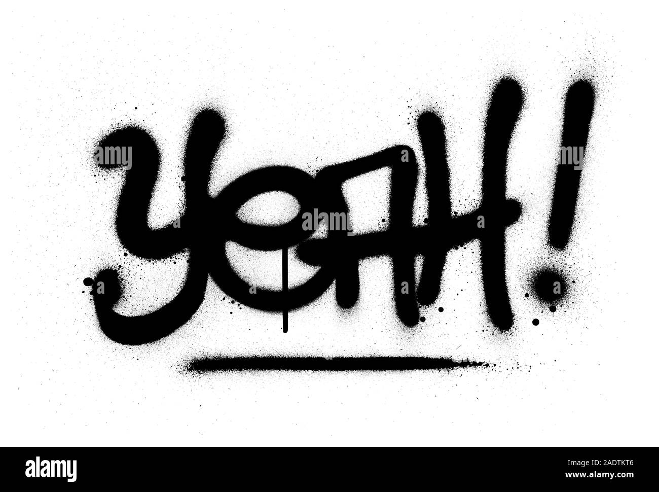 Graffiti yeah parola spruzzato in nero su bianco Illustrazione Vettoriale