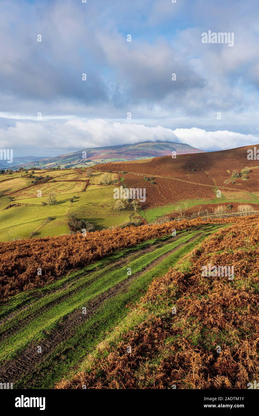 Le colline nei pressi di Abergavenny, Galles del Sud. Foto Stock