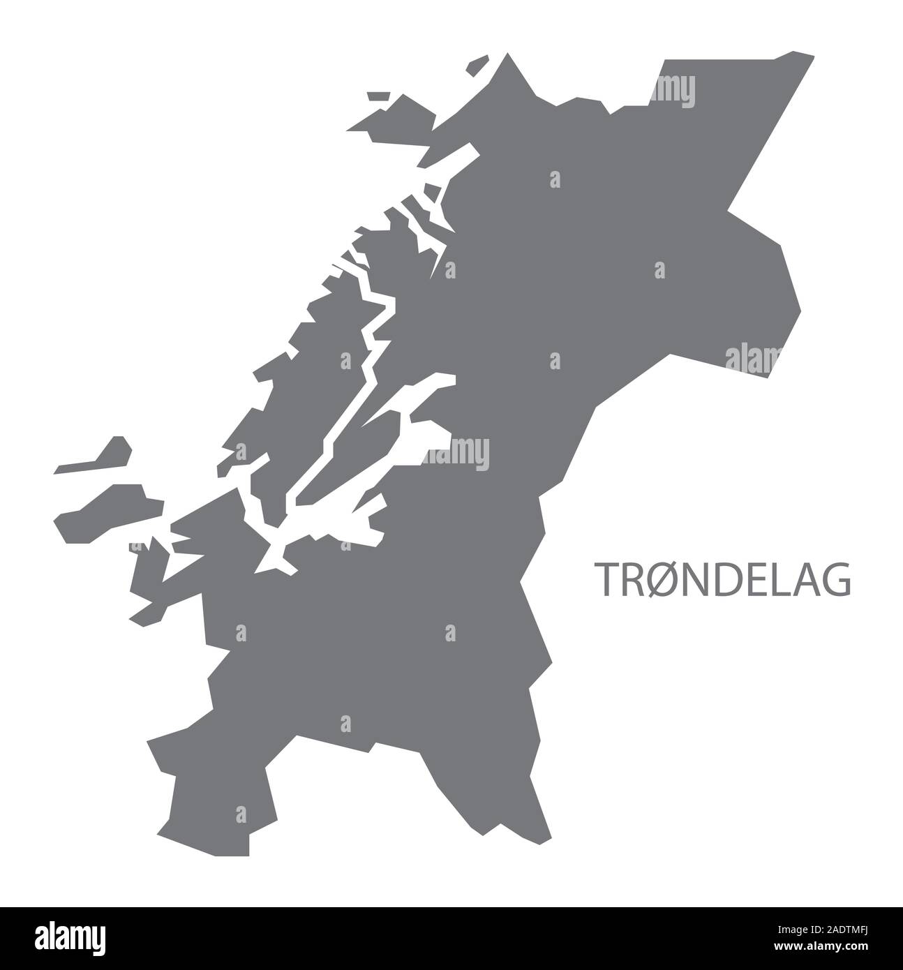 Il Trondelag mappa di stato della Norvegia illustrazione grigio Illustrazione Vettoriale