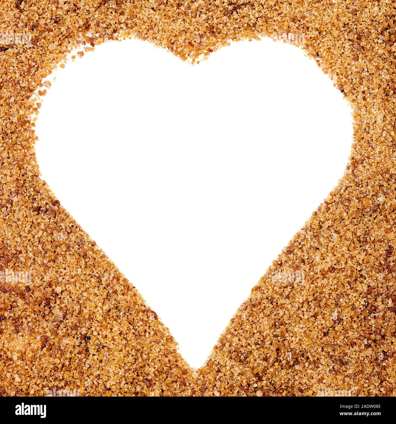 Palma da cocco zucchero con un cuore bianco sagomatura, copyspace Foto Stock