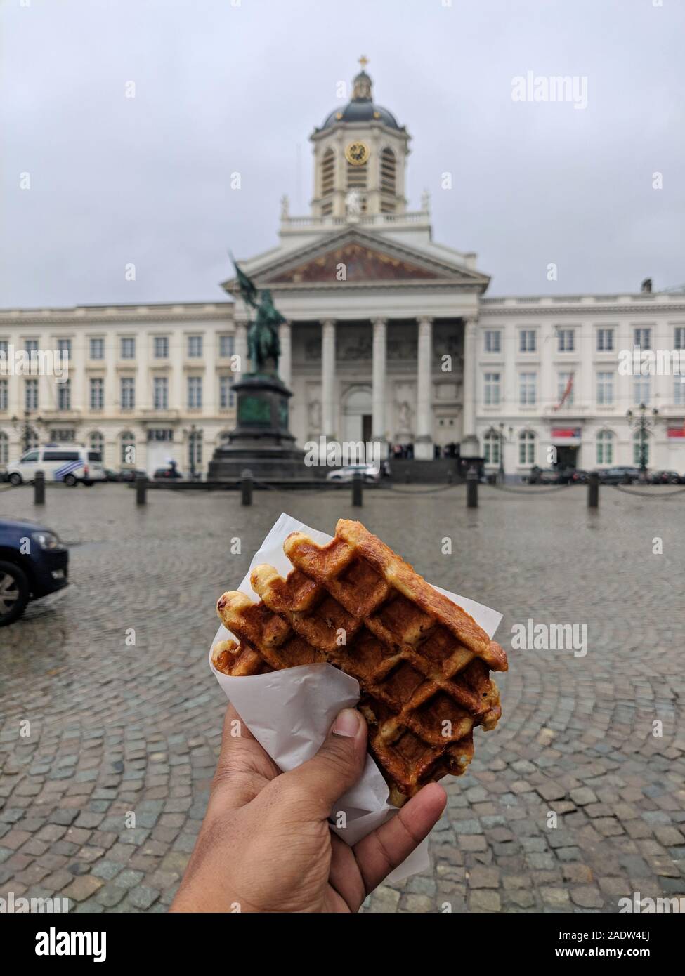 I waffle belgi, con una pastella più leggeri, più grandi piazze e tasche più profonde rispetto alle normali American cialde Foto Stock